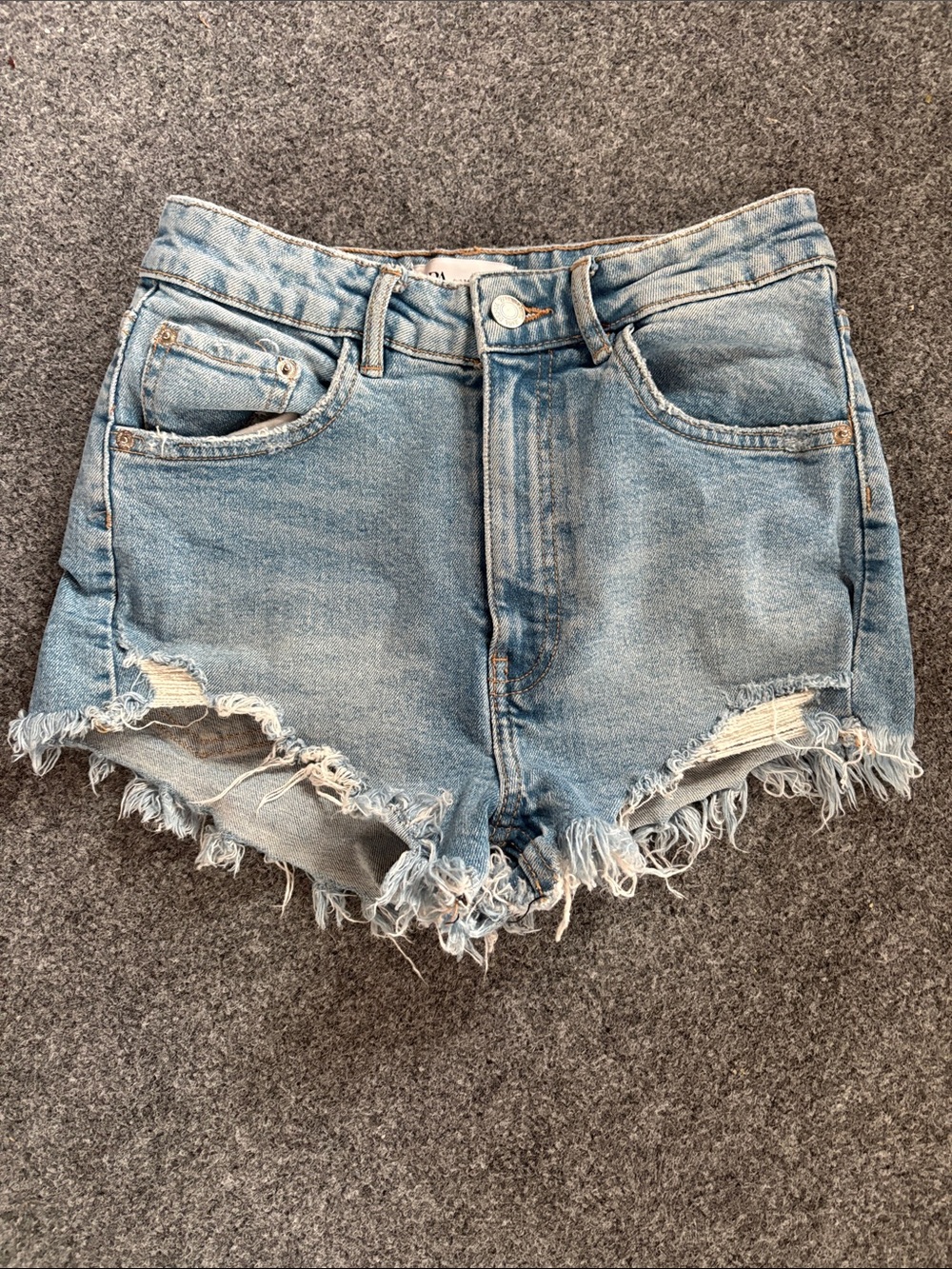 Zara Light Blue Distressed Denim Cutoff Shorts - Size 2